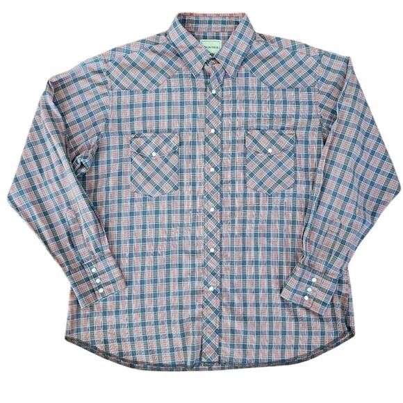 Frontier Other - VTG Frontier Shirt Mens XL Retro Country Pearl Snap Plaid Western Cowboy Grandpa